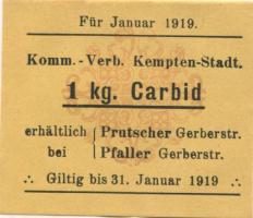 Kempten - Kommunal-Verband - Januar 1919 - 31.1.1919 - 1 kg Carbid