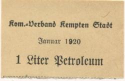 Kempten - Kommunal-Verband - Januar 1920 - 1 Liter Petroleum