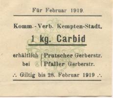 Kempten - Kommunal-Verband - Februar 1919 - 28.2.1919 - 1 kg Carbid