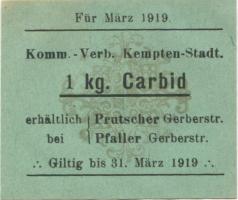 Kempten - Kommunal-Verband - März 1919 - 31.3.1919 - 1 kg Carbid