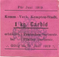 Kempten - Kommunal-Verband - Juni 1919 - 30.6.1919 - 1 kg Carbid