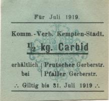 Kempten - Kommunal-Verband - Juli 1919 - 31.7.1919 - 1/2 kg Carbid