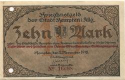 Kempten - Stadt - 2.11.1918 - 1.2.1919 - 10 Mark