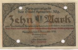 Kempten - Stadt - 2.11.1918 - 1.2.1919 - 10 Mark