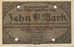 Kempten - Stadt - 2.11.1918 - 1.2.1919 - 10 Mark