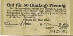 Kiel - Stadt - 1.2.1917 - 50 Pfennig
