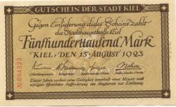 Kiel - Stadt - 15.8.1923 - 500000 Mark
