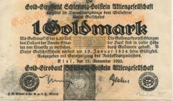 Kiel - Gold-Girobank Schleswig-Holstein AG - 17.11.1923 -15.1.1924 - 1 Gold-Mark