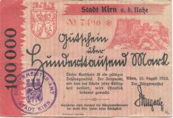 Kirn - Stadt - 25.8.1923 - 100000 Mark 