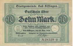 Kissingen (Bad) - Stadt - 20.11.1918 - 1.2.1919 - 10 Mark 