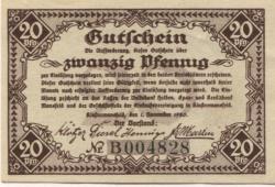 Klostermansfeld - Einkaufsvereinigung der Kaufleute des Mansfelder Gebirgs- und Seekreises eGmbH - 1.11.1920 - 20 Pfennig 