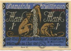 Kneitlingen - Gemeinde - 1.7.1921 - 1.11.1921 - 1 Mark 