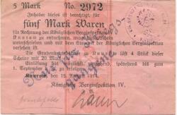 Knurow - Königliche Berginspektion IV - (12.8.1914) - 5 Mark 