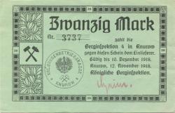 Knurow - (Königliche) Berginspektion IV - 12.11.1918 - 10.12.1918 - 20 Mark 