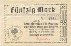 Knurow - (Königliche) Berginspektion IV - 12.11.1918 - 10.12.1918 - 50 Mark 