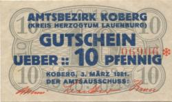 Koberg - Amtsbezirk - 3.3.1921 - 10 Pfennig 