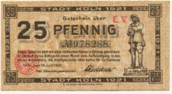 Köln - Stadt - 13.7.1921 - 25 Pfennig