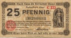 Köln - Stadt - 31.12.1920 - 25 Pfennig