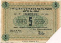 Köln - Offizier-Gefangenenlager - 1.10.1918 - 5 Mark