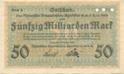 Köln - Rheinisches Braunkohlen-Syndikat GmbH - 26.10.1923 - 50 Millionen Mark