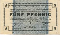 Königsbrück - Kriegsgefangenenlager Truppenübungsplatz - 1.10.1915 - 5 Pfennig