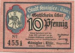 Königsee - Stadt - 1.1.1921 - Ende 1922 - 10 Pfennig