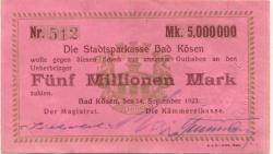 Kösen (heute: Naumburg) - Stadt - 14.9.1923 - 5 Millionen Mark