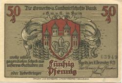 Kyritz - Gewerbe- und Landwirtschaftsbank eGmuH - 31.12.1921 - 50 Pfennig 