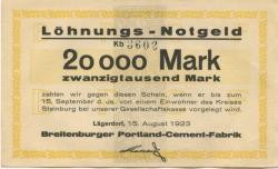 Lägerdorf - Breitenburger Portland Cement Fabrik - 15.8.1923 -15.9.1923 - 20000 Mark 
