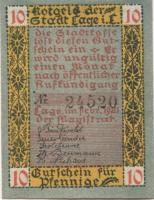 Lage - Stadt - Februar 1921 - 10 Pfennig