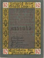 Lage - Stadt - Februar 1921 - 10 Pfennig 