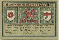Lage - Stadt - Februar 1921 - 50 Pfennig 