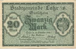 Lahr - Stadt - 18.10.1918 - 1.2.1919 - 20 Mark 