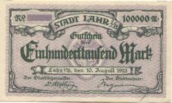 Lahr - Stadt - 10.8.1923 - 100000 Mark 