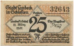 Landeck (heute: PL-Ladek Zdroj) - Stadt - 11.3.1921 - 25 Pfennig 