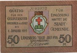 Landsberg - Stadt - Juli 1918 - 1.1.1919 - 50 Pfennig 