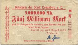 Landsberg - Stadt - 9.8.1923 - 5 Millionen Mark 