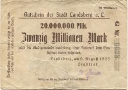 Landsberg - Stadt - 9.8.1923 - 20 Millionen Mark 