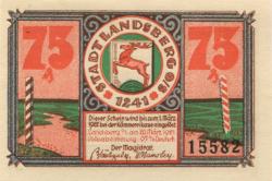 Landsberg (heute: PL-Gorzów Slaski) - Stadt - 20.3.1921 - 1.3.1922 - 75 Pfennig
