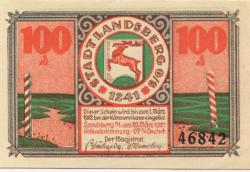 Landsberg (heute: PL-Gorzów Slaski) - Stadt - 20.3.1921 - 1.3.1922 - 100 Pfennig
