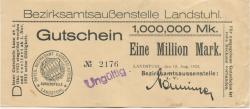 Landstuhl - Bayerisches Bezirksamt Kaiserslautern, Außenstelle Landstuhl - 13.8.1923 - 1.11.1923 - 1 Million Mark