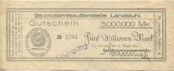 Landstuhl - Bayerisches Bezirksamt Kaiserslautern, Außenstelle Landstuhl - 13.8.1923 - 1.11.1923 - 5 Millionen Mark
