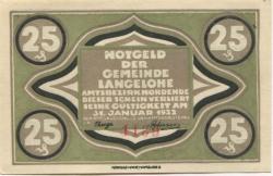 Langelohe (heute: Elmshorn) - Gemeinde - - 31.12.1922 - 25 Pfennig