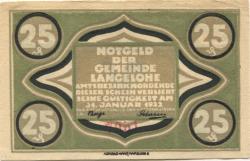Langelohe (heute: Elmshorn) - Gemeinde - - 31.12.1922 - 25 Pfennig