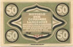 Langelohe (heute: Elmshorn) - Gemeinde - - 31.12.1922 - 50 Pfennig