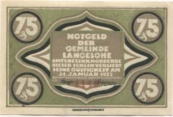 Langelohe (heute: Elmshorn) - Gemeinde - - 31.12.1922 - 75 Pfennig