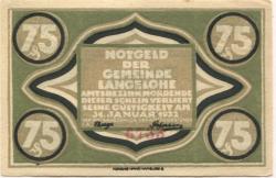 Langelohe (heute: Elmshorn) - Gemeinde - - 31.12.1922 - 75 Pfennig