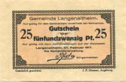 Langenaltheim - Gemeinde - 27.2.1917 - 25 Pfennig