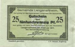Langenaltheim - Gemeinde - 27.2.1917 - 25 Pfennig