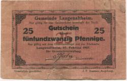 Langenaltheim - Gemeinde - 27.2.1917 - 25 Pfennig